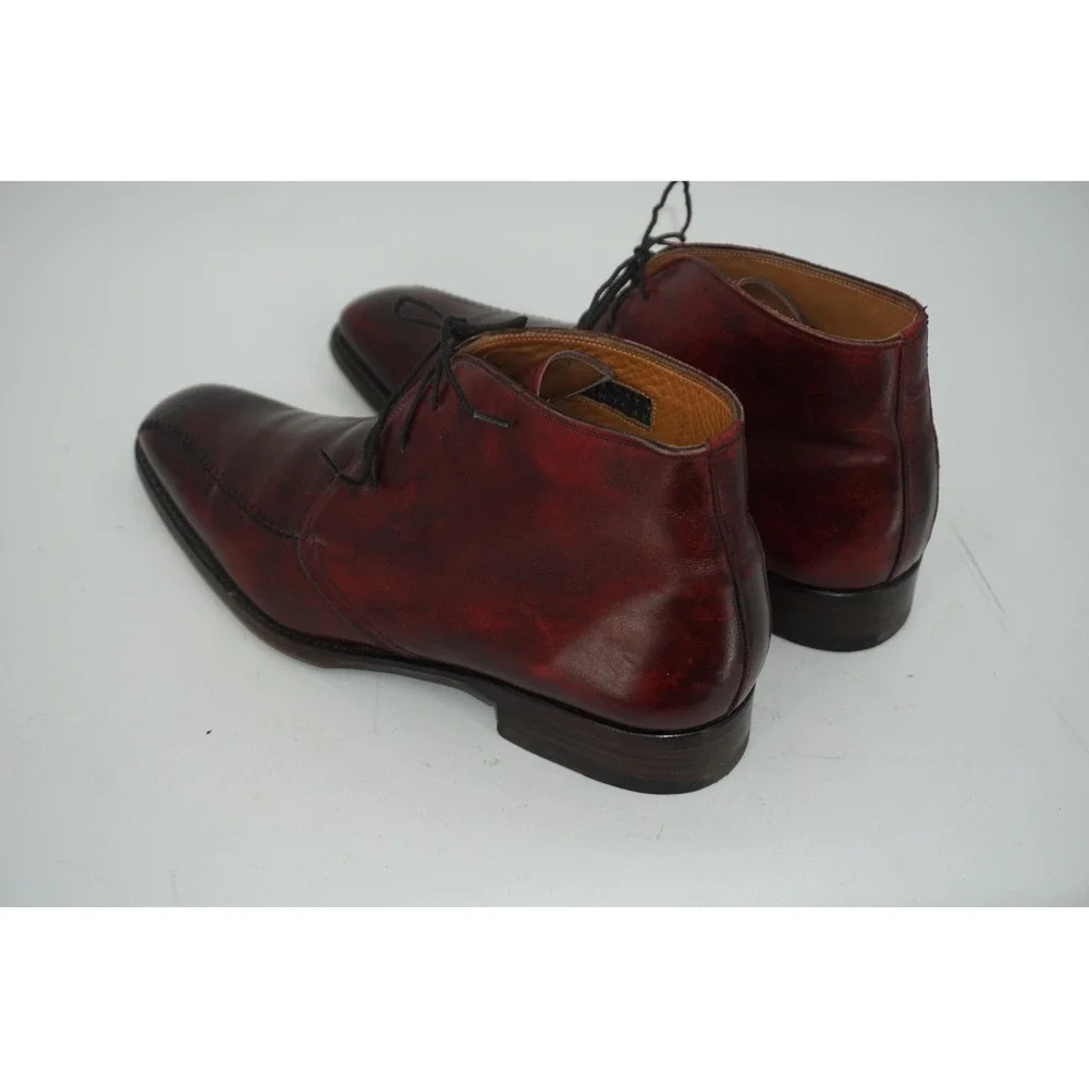 Calzoleria Harris Chukka Boots Red Leather Lace Up Dress Made In Italy Men's 10